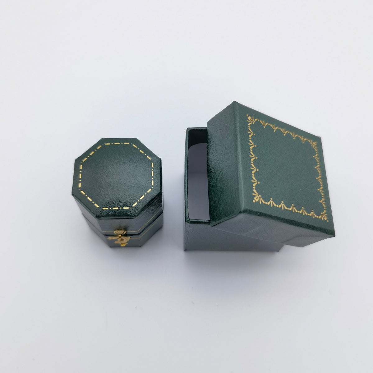 Vintage Style Octagon Hexagon Green Ring Box Handmade, Engagement & Wedding Set Elegant Keepsake Box, Vintage Ring Box
