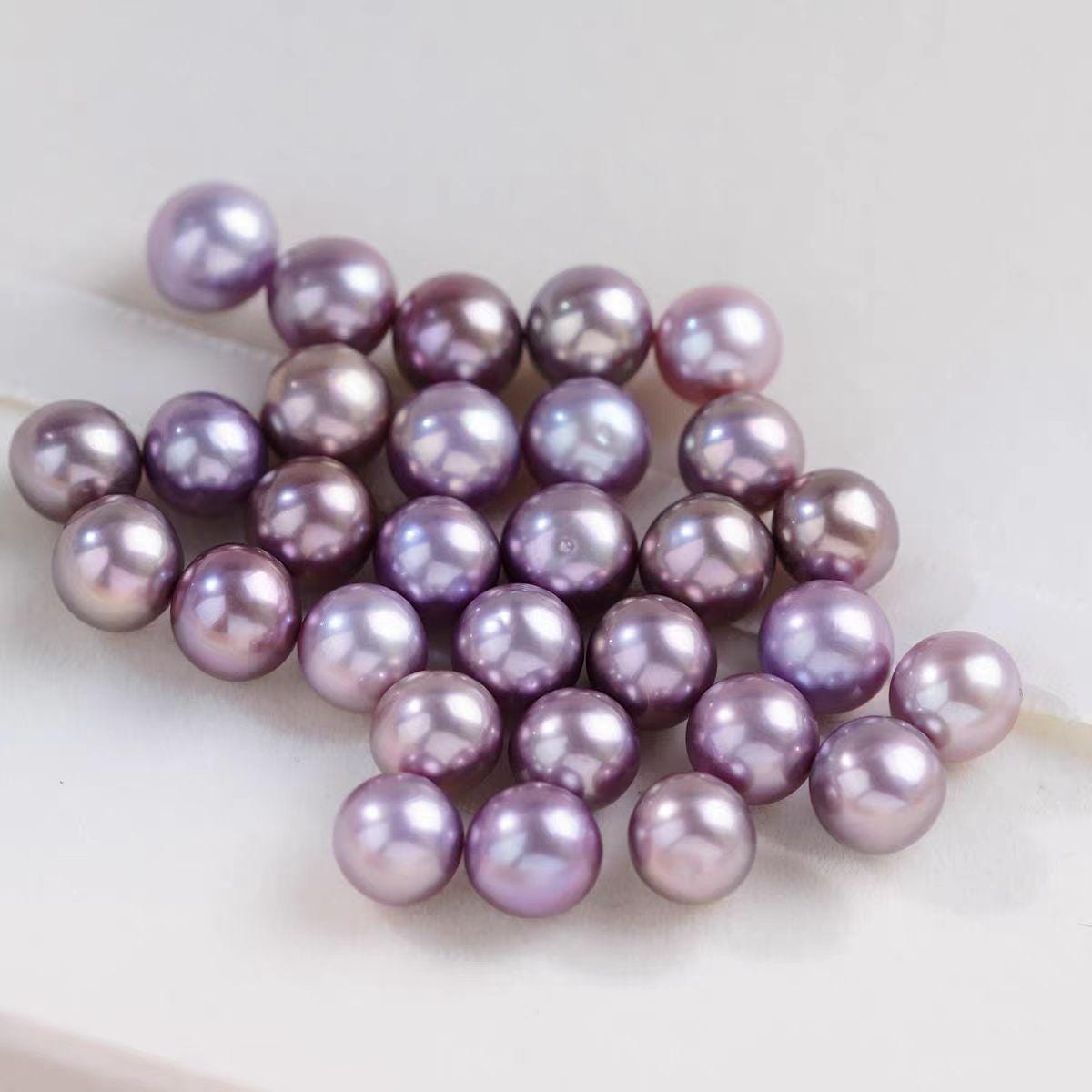 3A 1pc 7-13mm Nearly Round Pink Purplish Freshwater Pearl