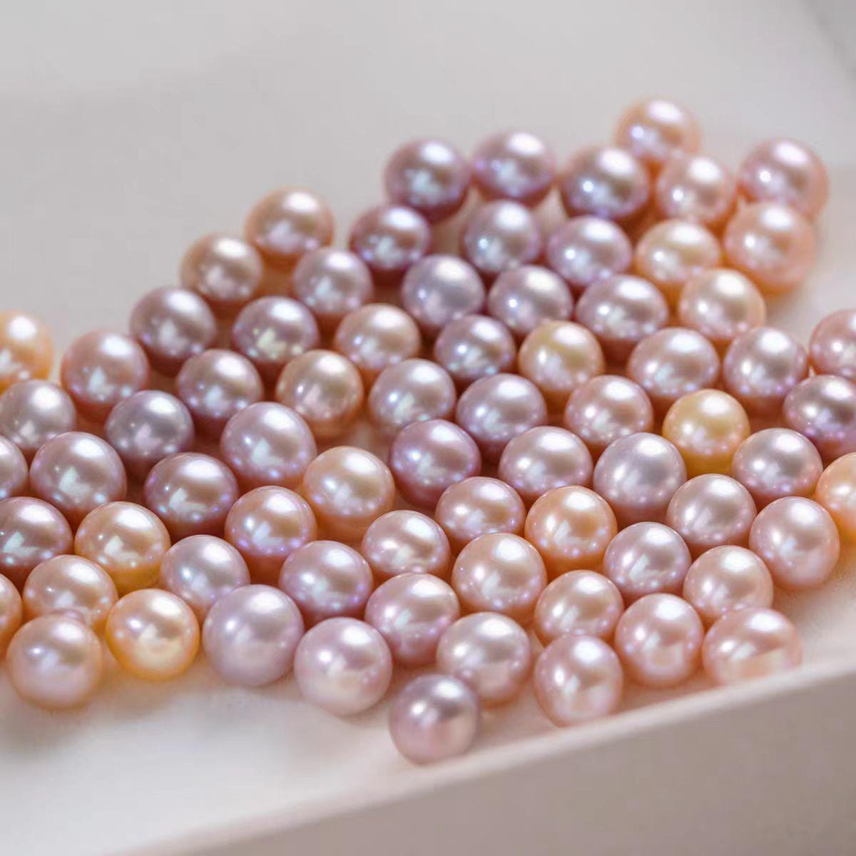 5A 1pc 6-13mm  light Pink light Purple Round Freshwater Pearl