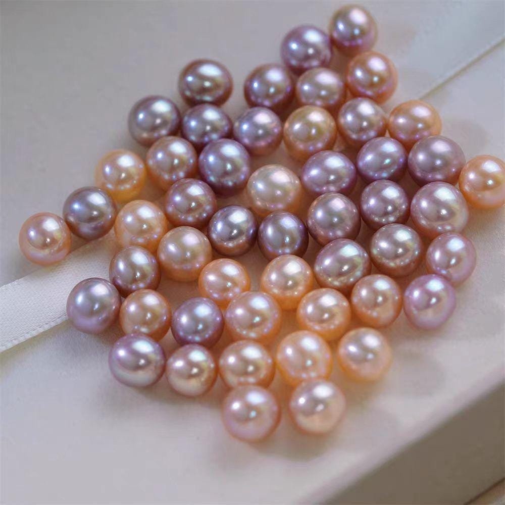 5A 1pc 6-13mm  light Pink light Purple Round Freshwater Pearl