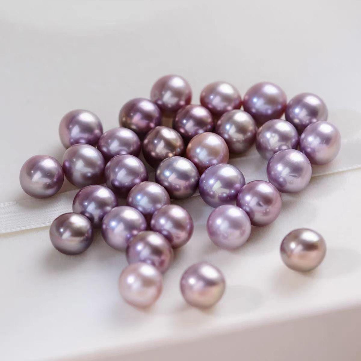 3A 1pc 7-13mm Nearly Round Pink Purplish Freshwater Pearl