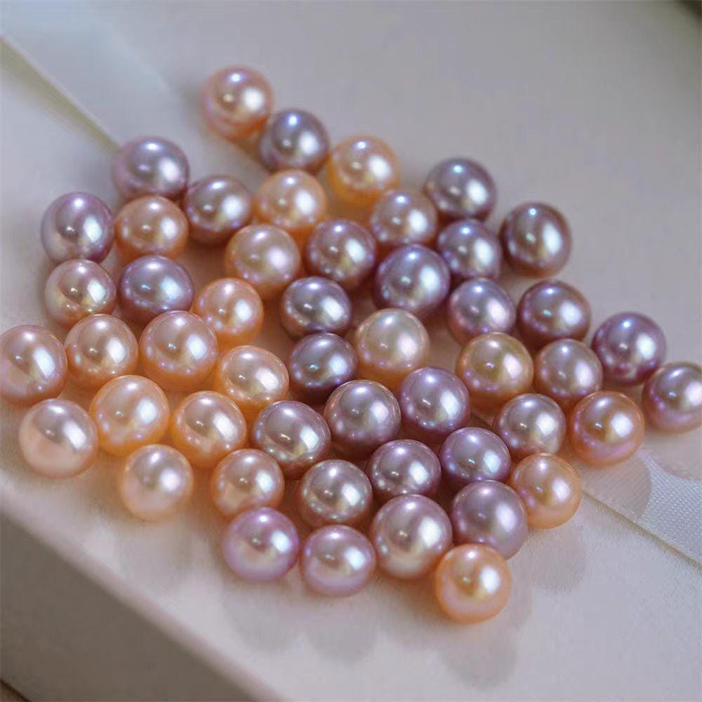 5A 1pc 6-13mm  light Pink light Purple Round Freshwater Pearl
