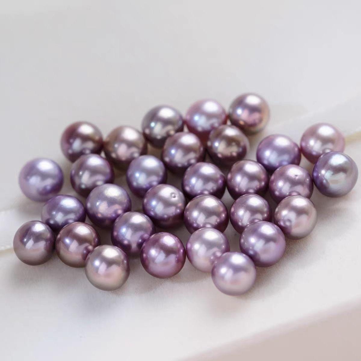 3A 1pc 7-13mm Nearly Round Pink Purplish Freshwater Pearl