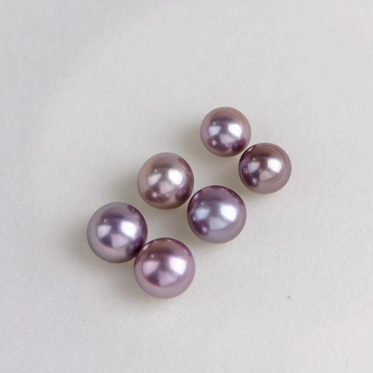 3A 1pc 7-13mm Nearly Round Pink Purplish Freshwater Pearl