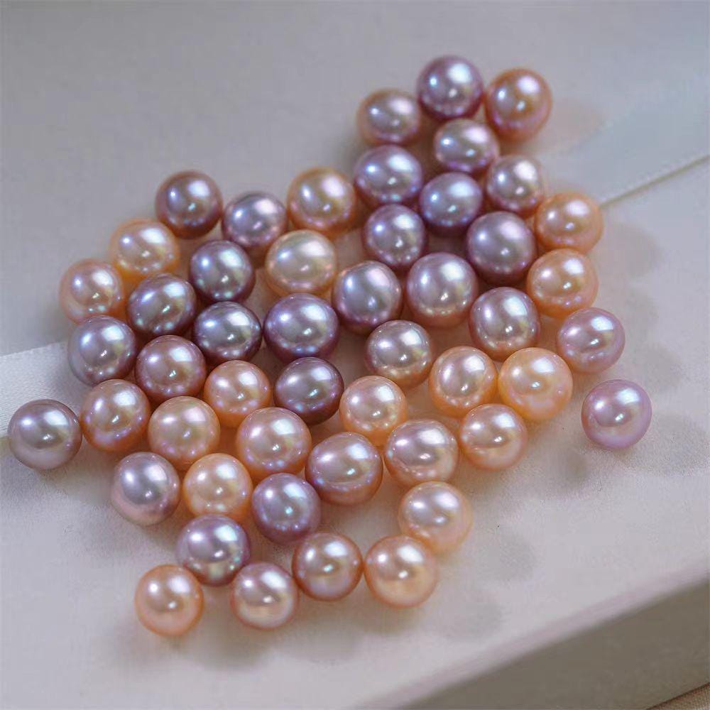 5A 1pc 6-13mm  light Pink light Purple Round Freshwater Pearl