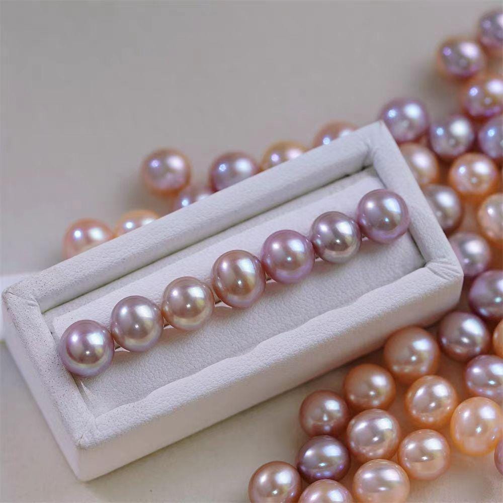 5A 1pc 6-13mm  light Pink light Purple Round Freshwater Pearl