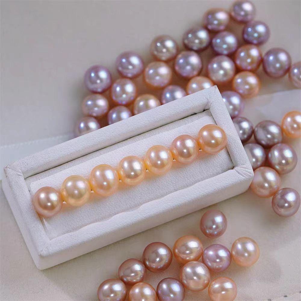 5A 1pc 6-13mm  light Pink light Purple Round Freshwater Pearl