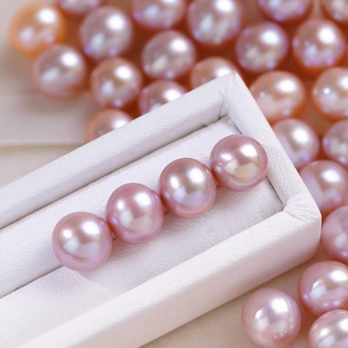 5A 1pc 6-13mm  light Pink light Purple Round Freshwater Pearl