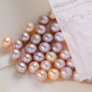 5A 1pc 6-13mm  light Pink light Purple Round Freshwater Pearl