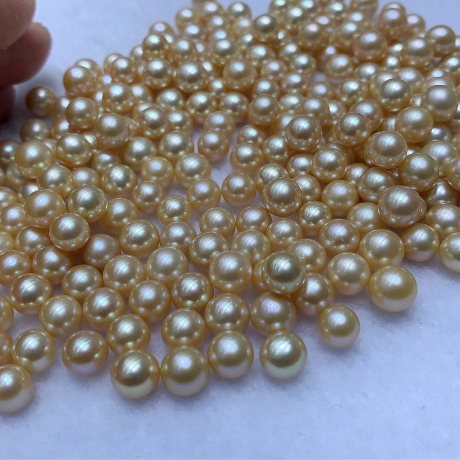 4A 1pc 3-12mm Round Light Gold Champagne Freshwater Pearl