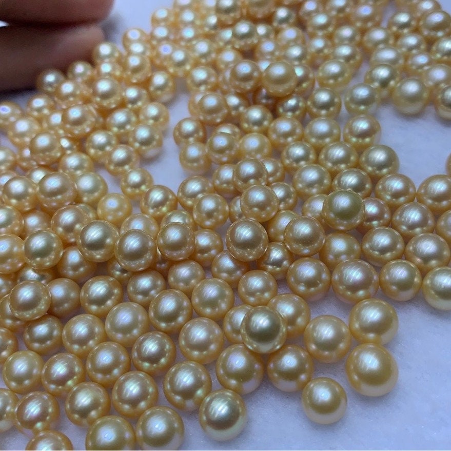 4A 1pc 3-12mm Round Light Gold Champagne Freshwater Pearl