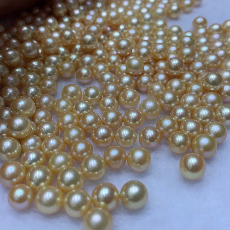 4A 1pc 3-12mm Round Light Gold Champagne Freshwater Pearl