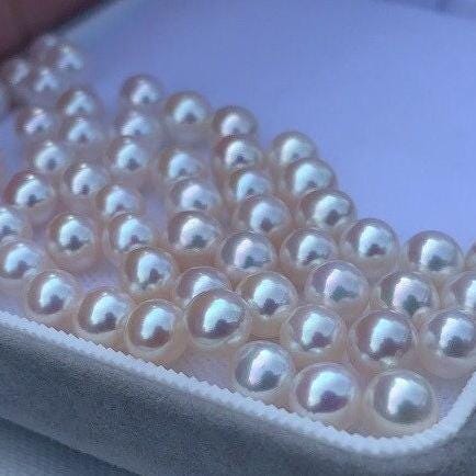 4A 1pc 5-6mm Round White Pink Luster Pearl