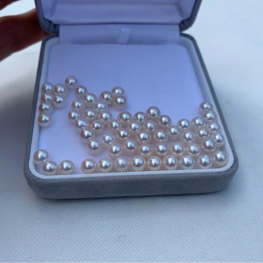 4A 1pc 5-6mm Round White Pink Luster Pearl