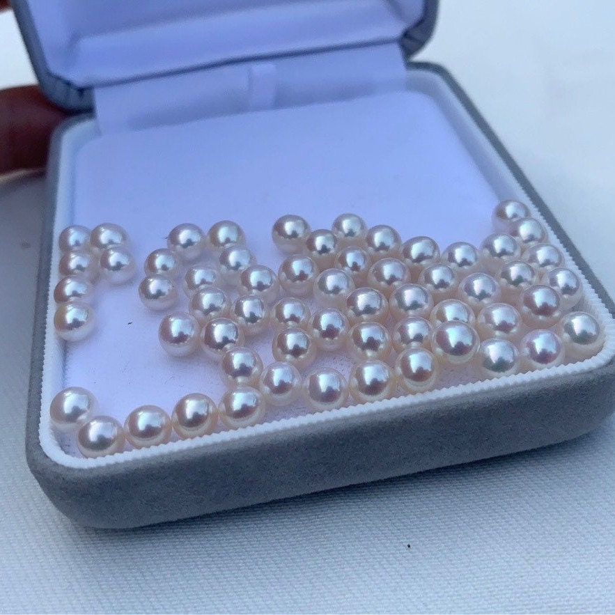 4A 1pc 5-6mm Round White Pink Luster Pearl