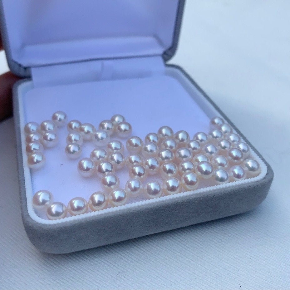 4A 1pc 5-6mm Round White Pink Luster Pearl