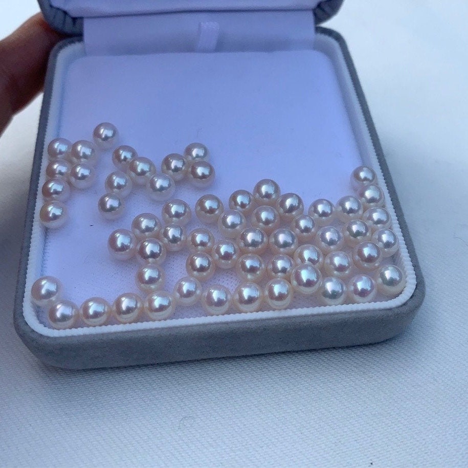 4A 1pc 5-6mm Round White Pink Luster Pearl