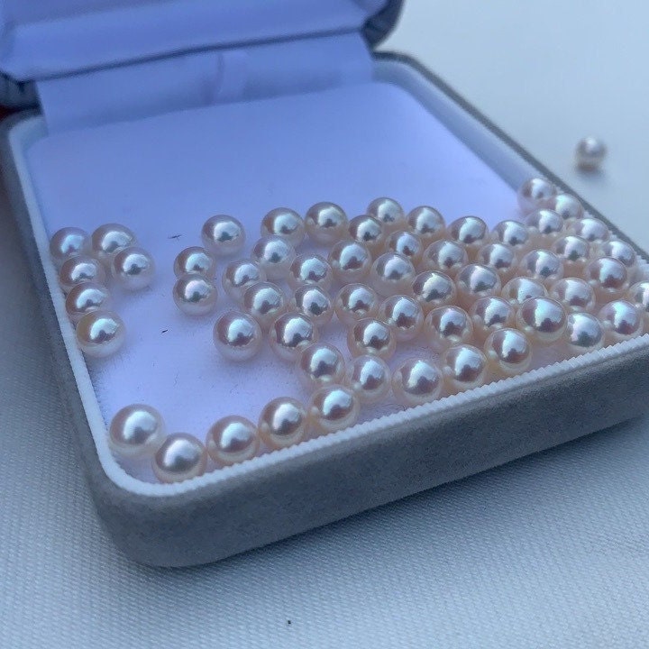 4A 1pc 5-6mm Round White Pink Luster Pearl