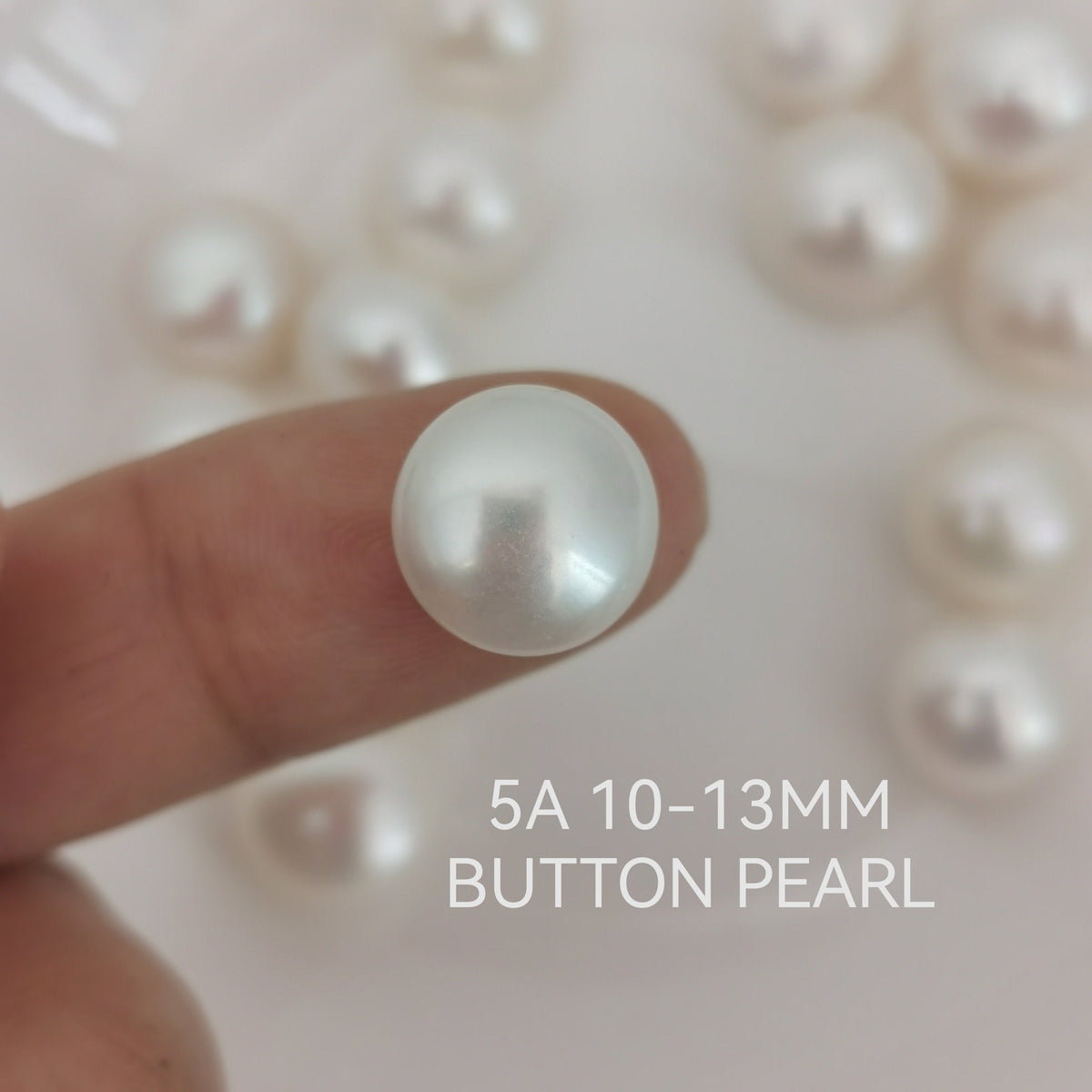 5A 1pc Half drilled 10-13mm white button pearl