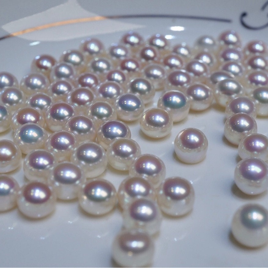 5A 1pc 8-9mm pinkish button loose pearl for jewelry making