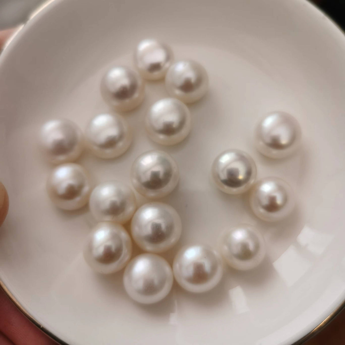 5A 1pc Half drilled 10-13mm white button pearl