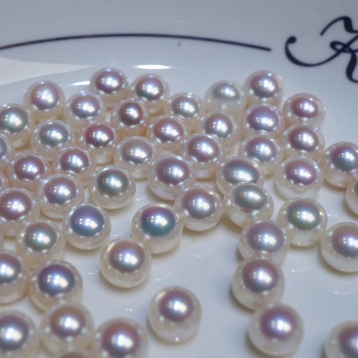 5A 1pc 8-9mm pinkish button loose pearl for jewelry making