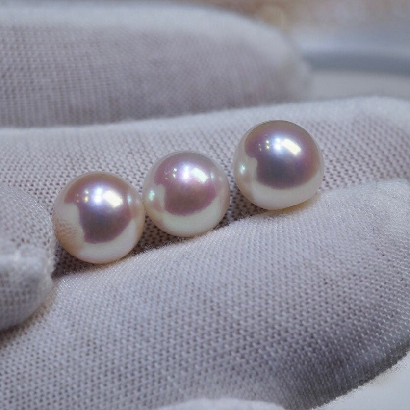 5A 1pc 8-9mm pinkish button loose pearl for jewelry making
