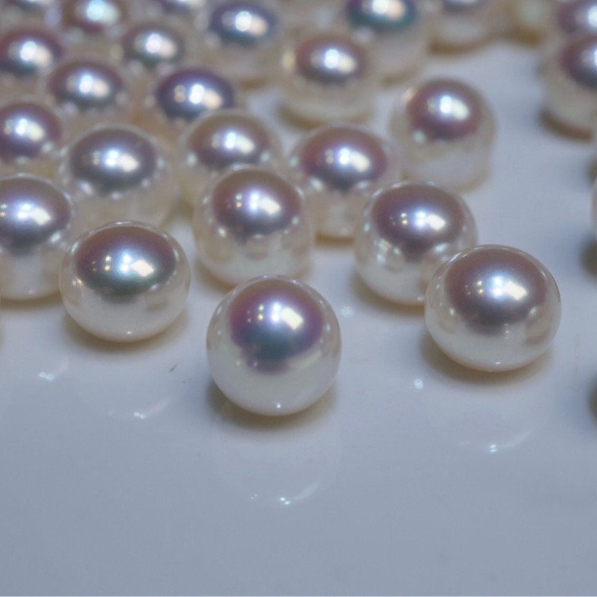 5A 1pc 8-9mm pinkish button loose pearl for jewelry making