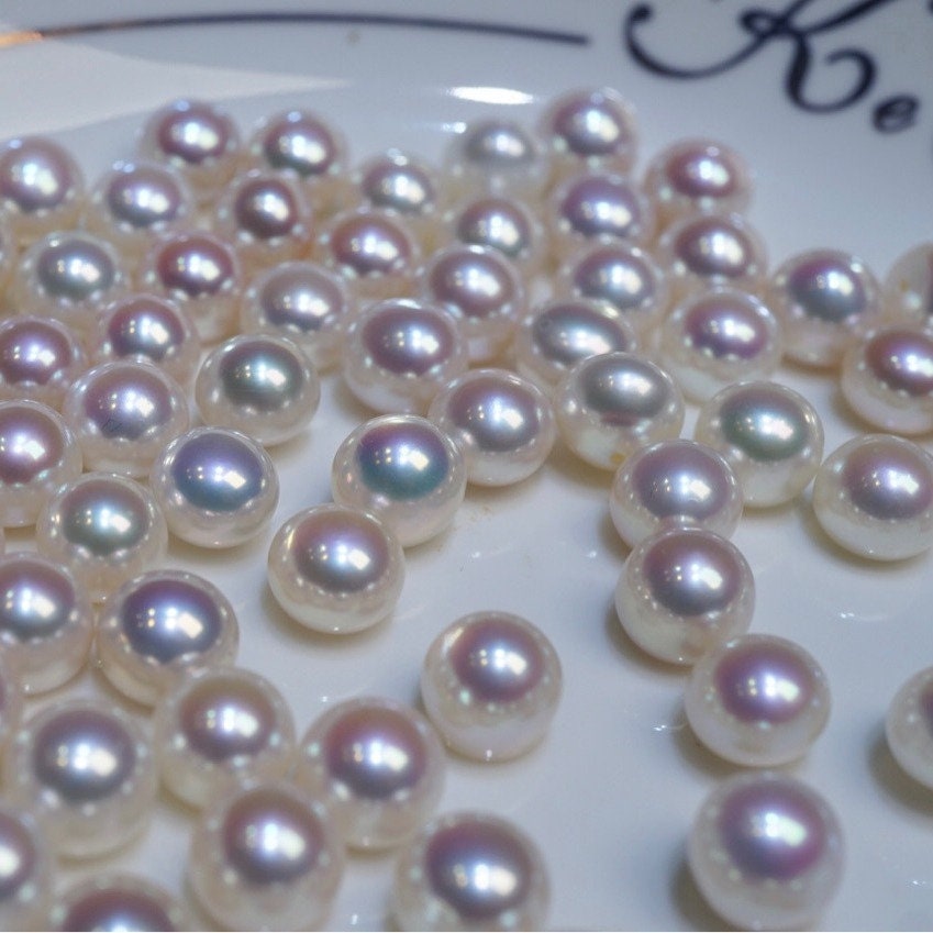 5A 1pc 8-9mm pinkish button loose pearl for jewelry making