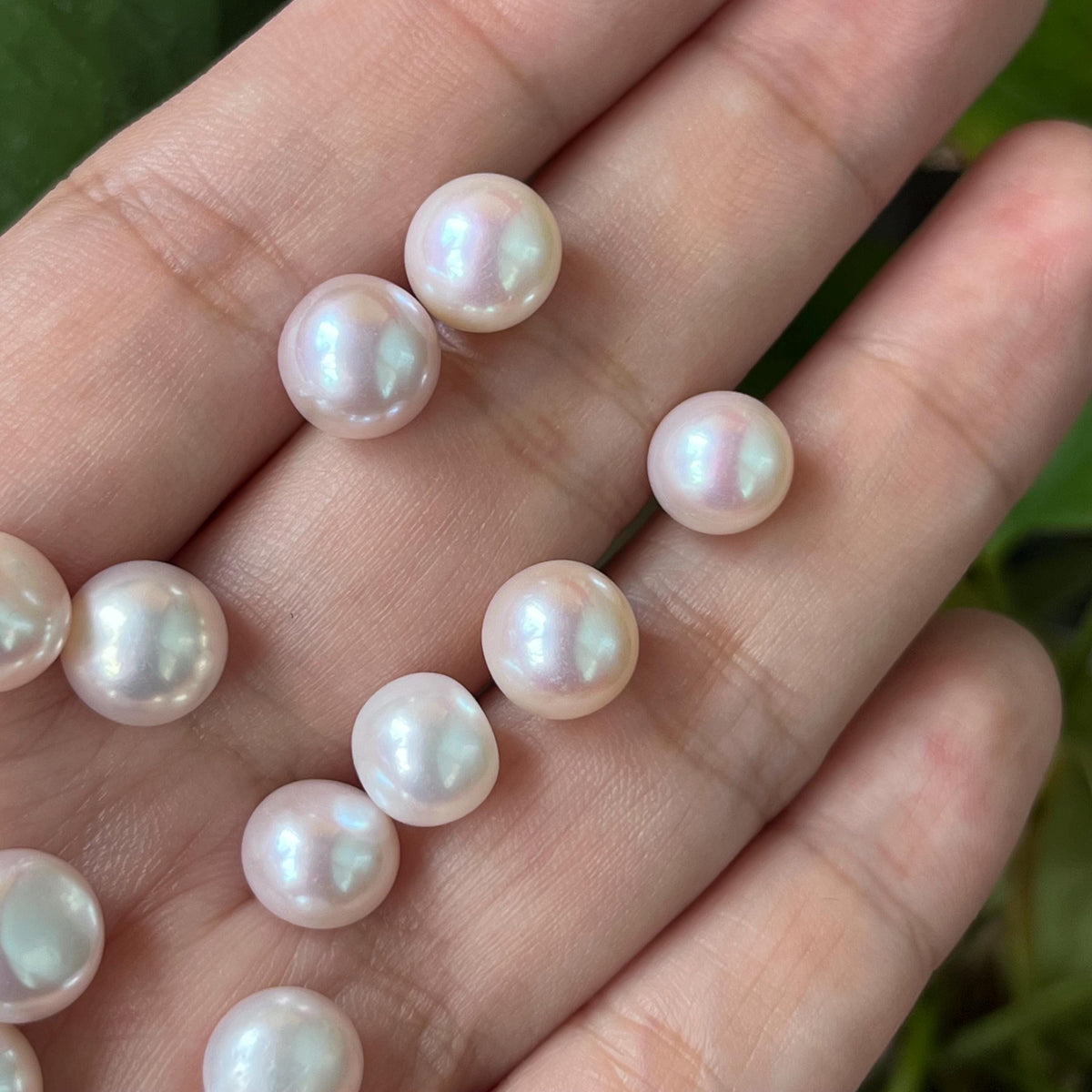 5A 1pc 8-9mm pinkish button loose pearl for jewelry making