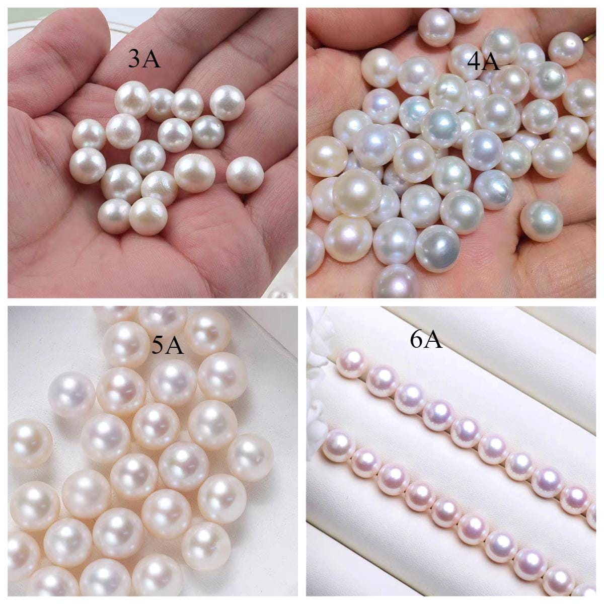 6A 1pc White 3-13mm Freshwater Pearl