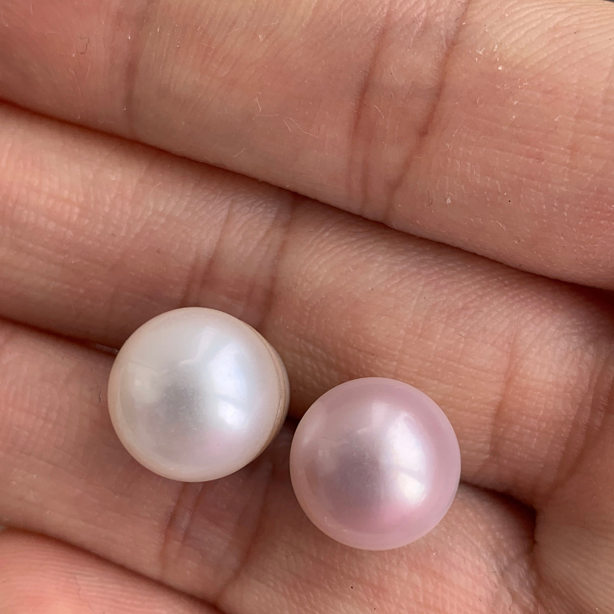 1A 1pc 10-12mm White Pinkish Round Pearl