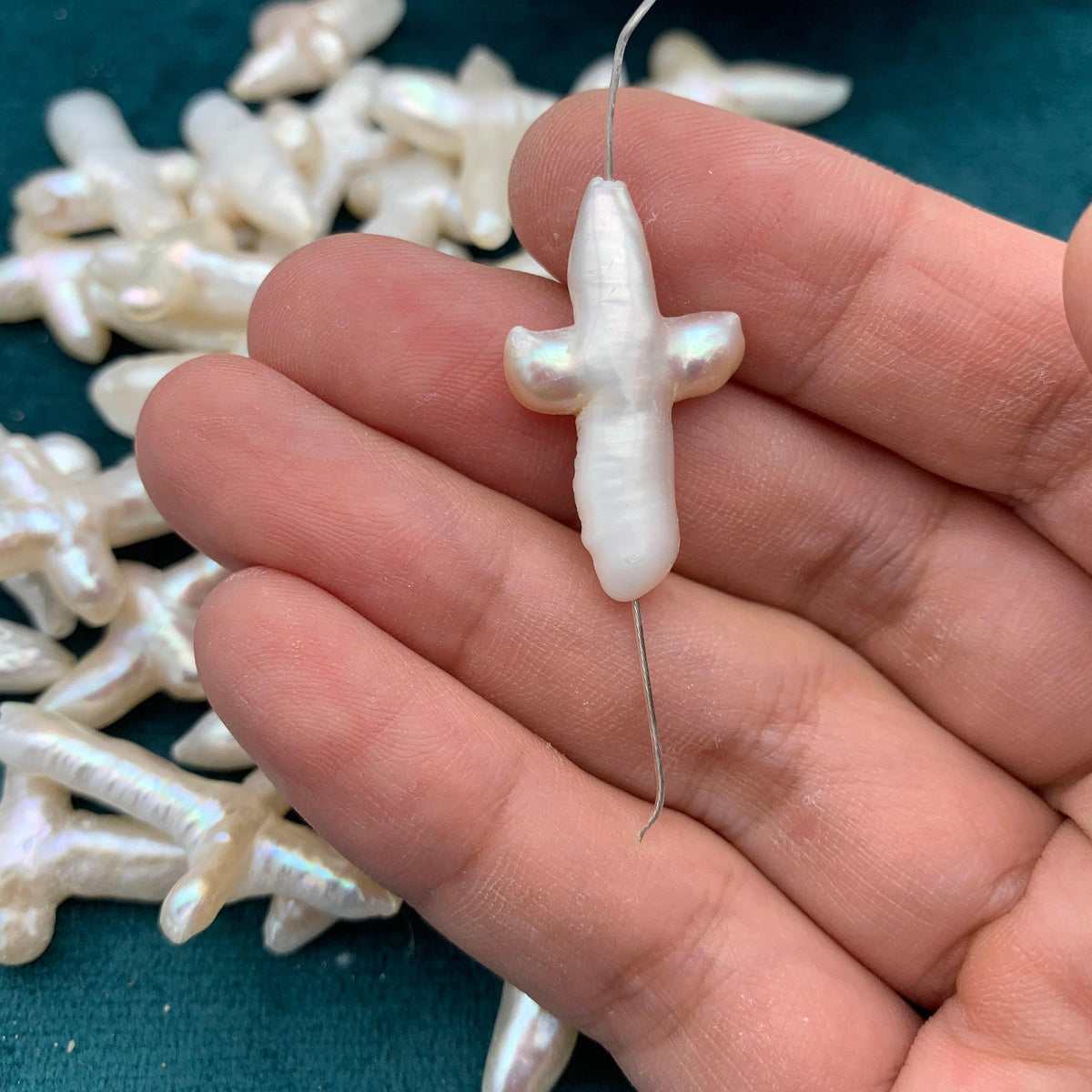 4a 15*25mm cross baroque pearl, center drilled loose pearl for jewelry making