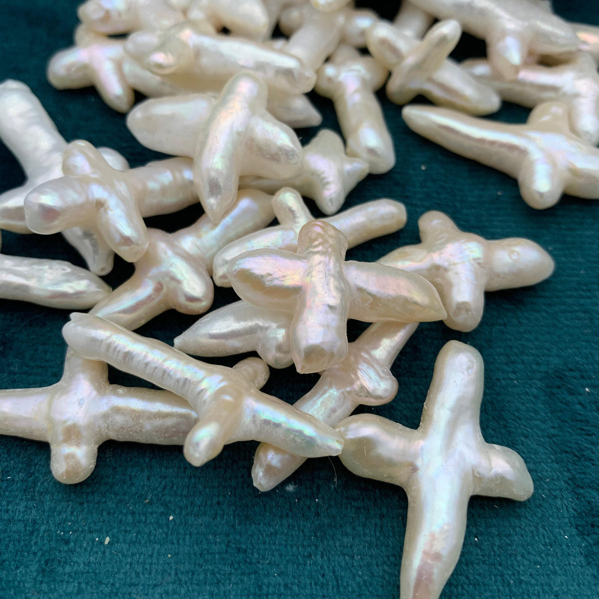 4a 15*25mm cross baroque pearl, center drilled loose pearl for jewelry making