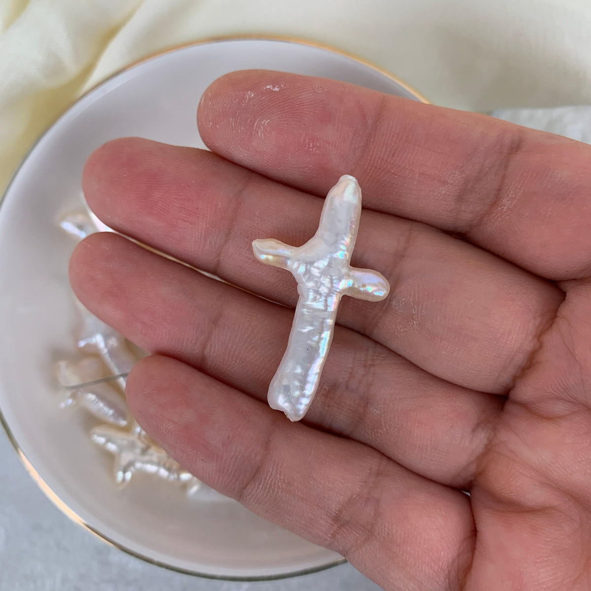 4a 15*25mm cross baroque pearl, center drilled loose pearl for jewelry making