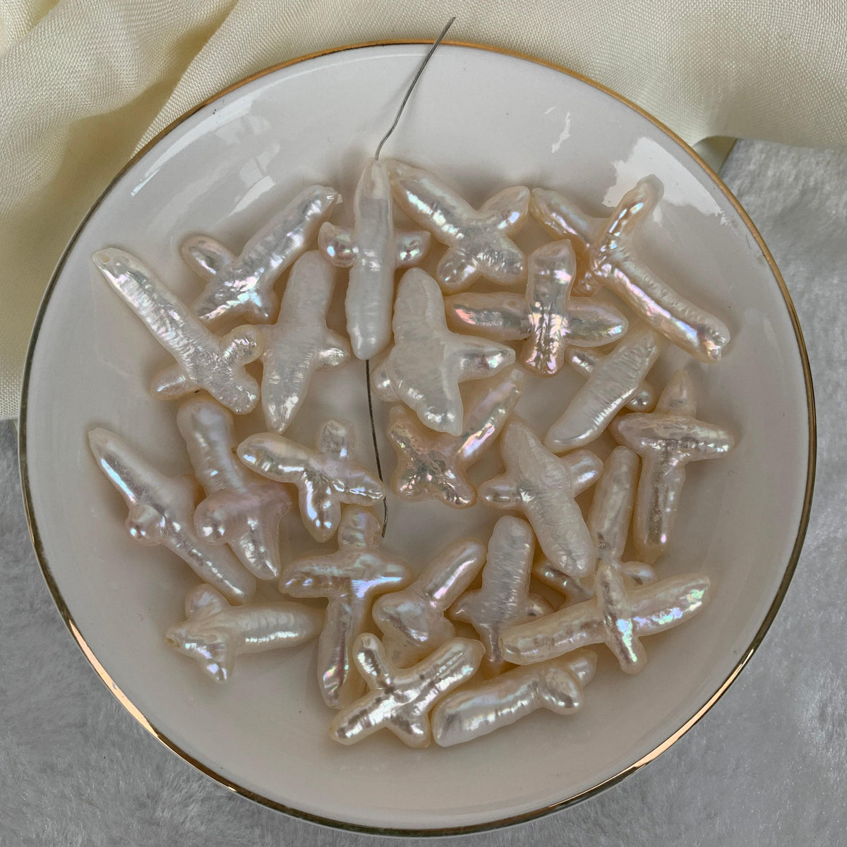 4a 15*25mm cross baroque pearl, center drilled loose pearl for jewelry making