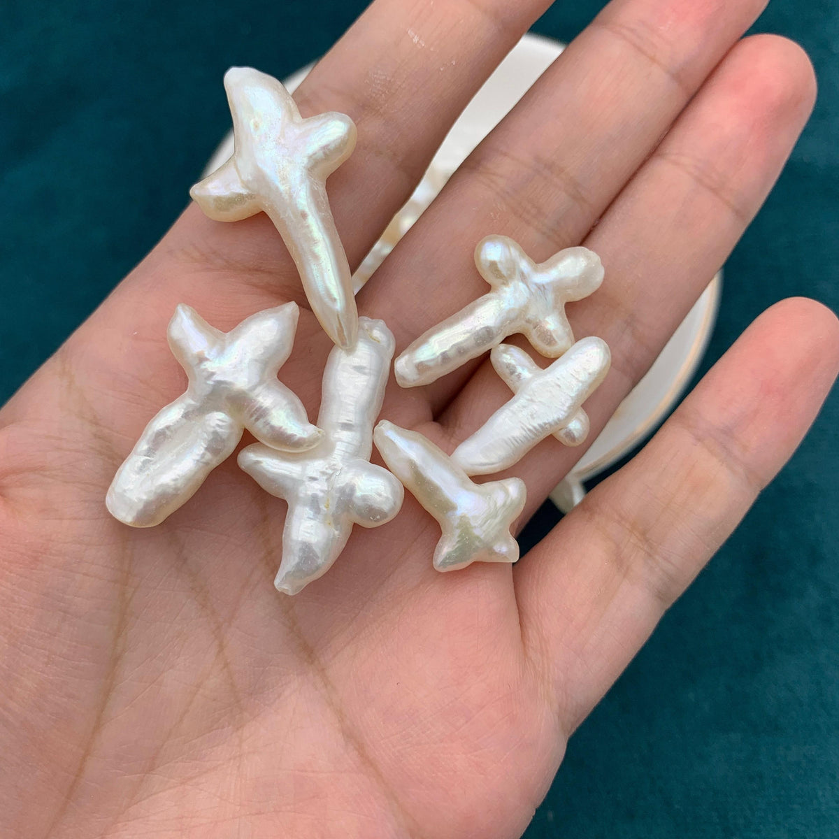 4a 15*25mm cross baroque pearl, center drilled loose pearl for jewelry making