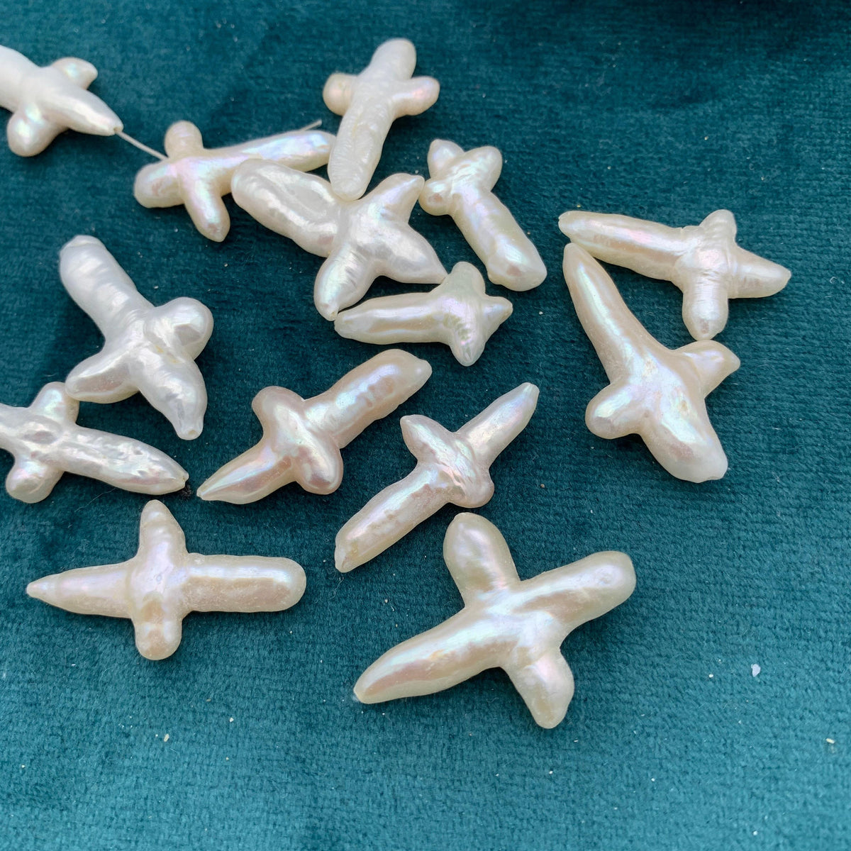 4a 15*25mm cross baroque pearl, center drilled loose pearl for jewelry making