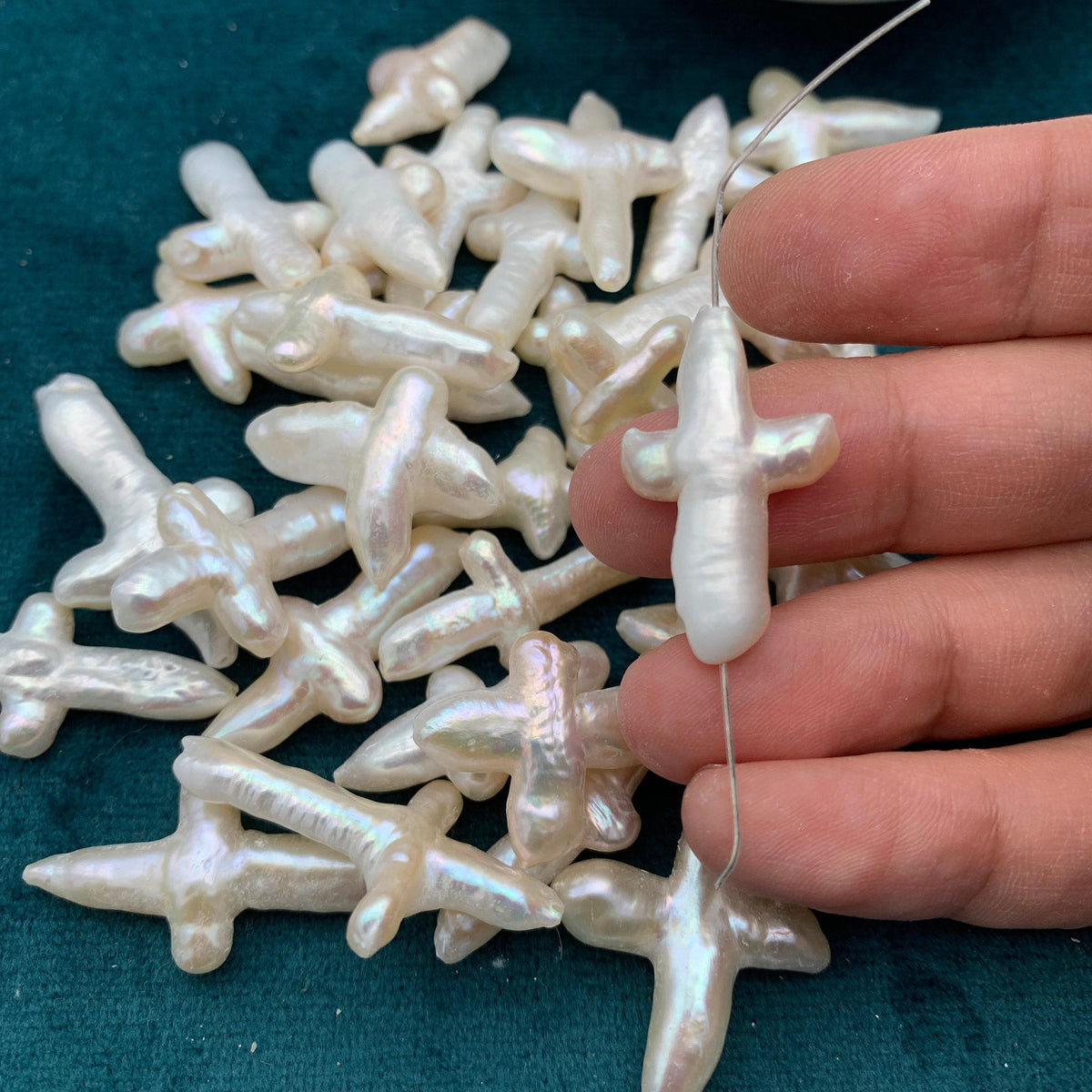 4a 15*25mm cross baroque pearl, center drilled loose pearl for jewelry making