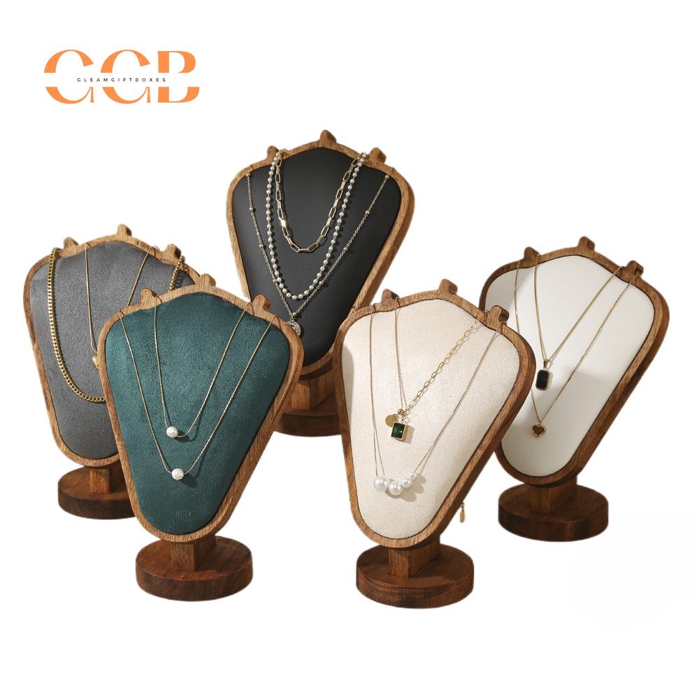 Wooden V-Shaped Necklace Display Stand for Jewelry Retail Showcase
