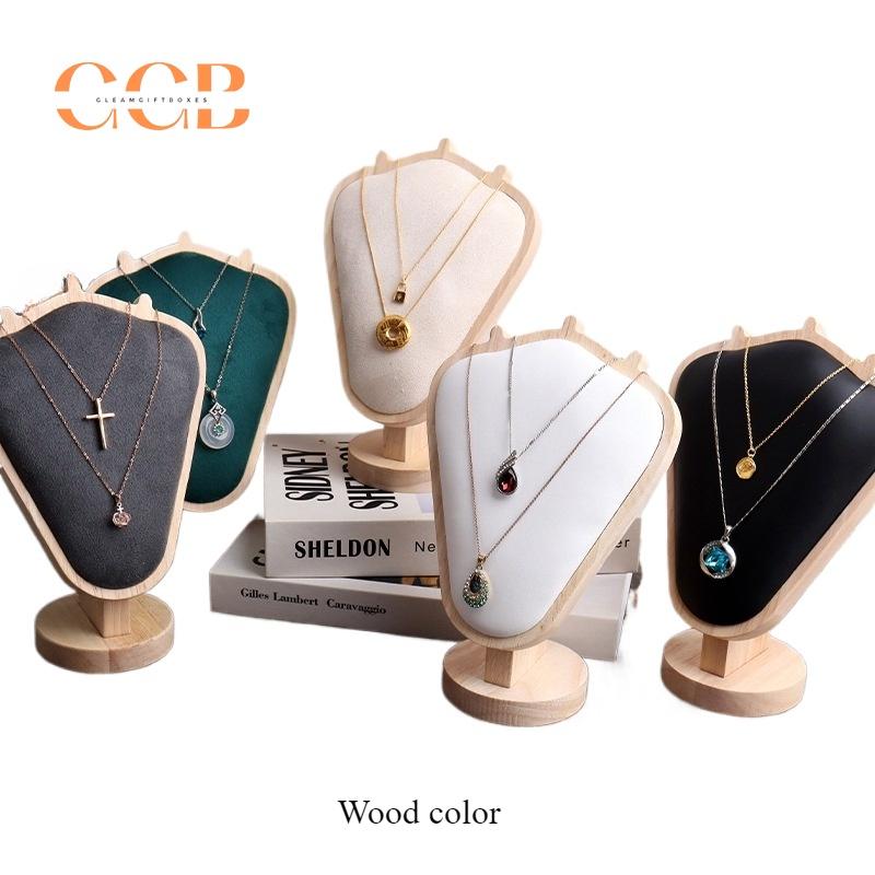 Wooden V-Shaped Necklace Display Stand for Jewelry Retail Showcase