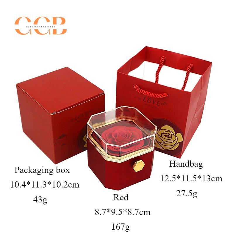 Rotating Blue Preserved Rose Ring and Pendant Ring Box