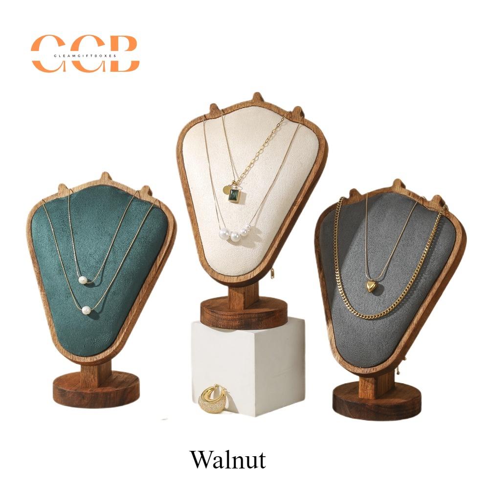 Wooden V-Shaped Necklace Display Stand for Jewelry Retail Showcase