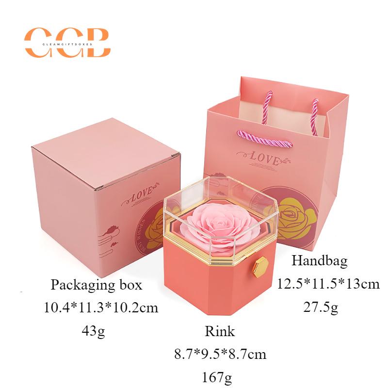 Rotating Blue Preserved Rose Ring and Pendant Ring Box