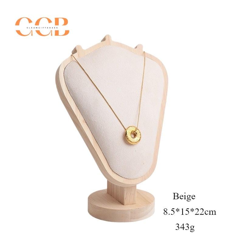 Wooden V-Shaped Necklace Display Stand for Jewelry Retail Showcase