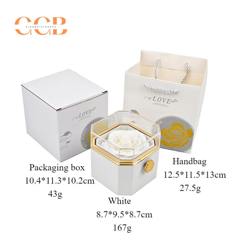 Rotating Blue Preserved Rose Ring and Pendant Ring Box