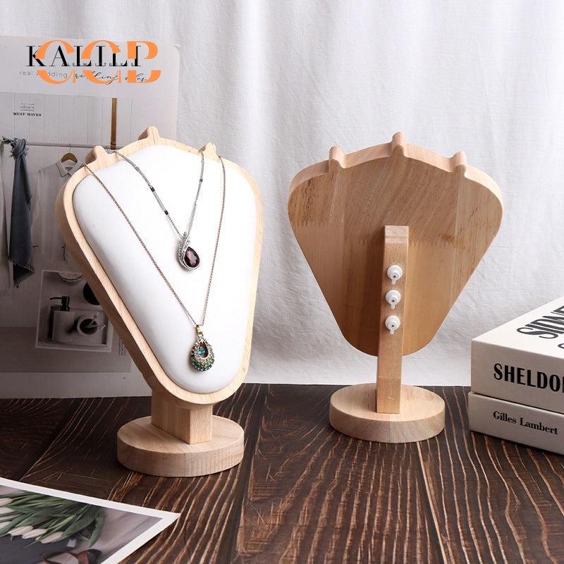 Wooden V-Shaped Necklace Display Stand for Jewelry Retail Showcase