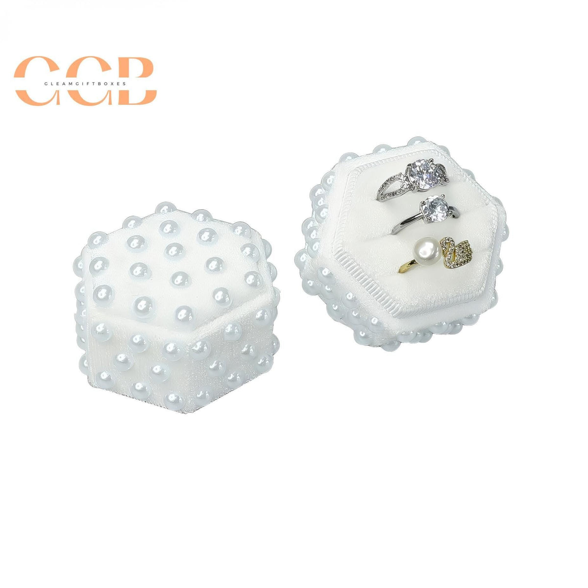 Pearl velvet ring jewelry box
