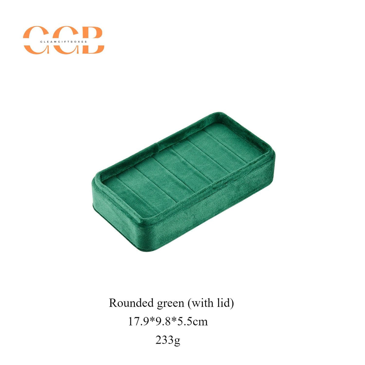 Rectangular velvet ring display box and tray