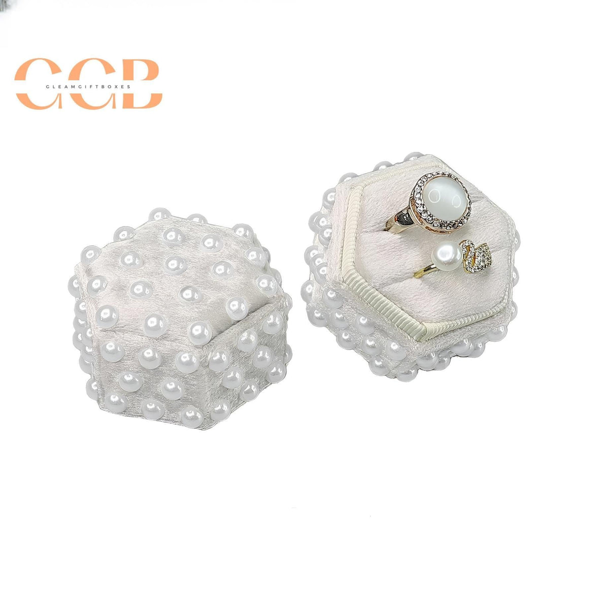 Pearl velvet ring jewelry box